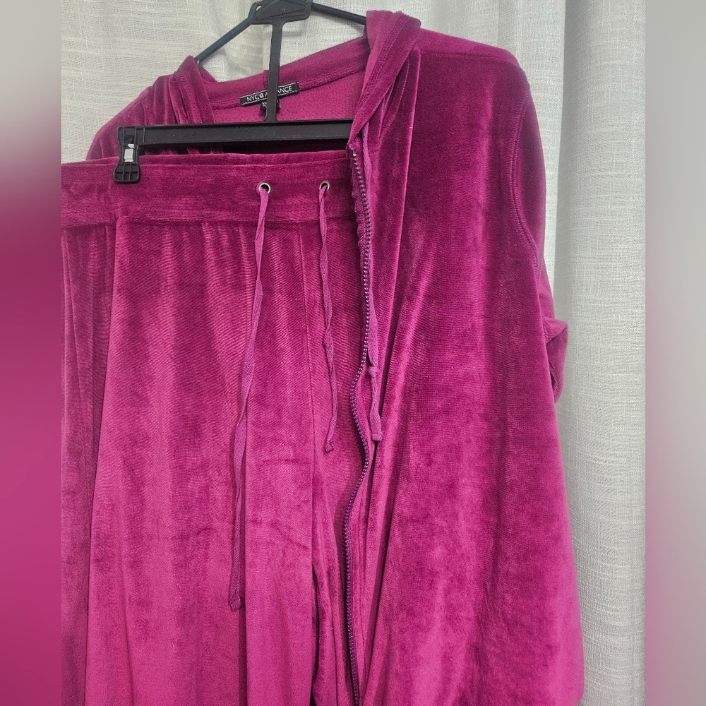 NYC Women's Magenta Velour Pants & Jumpsuit Set